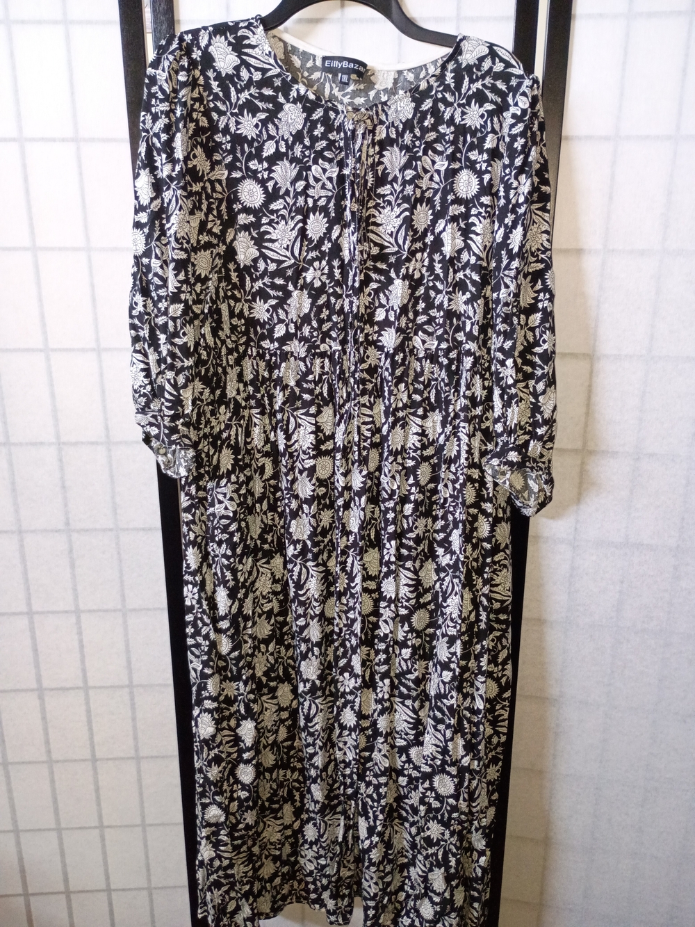 Black and White Floral Midi Dress